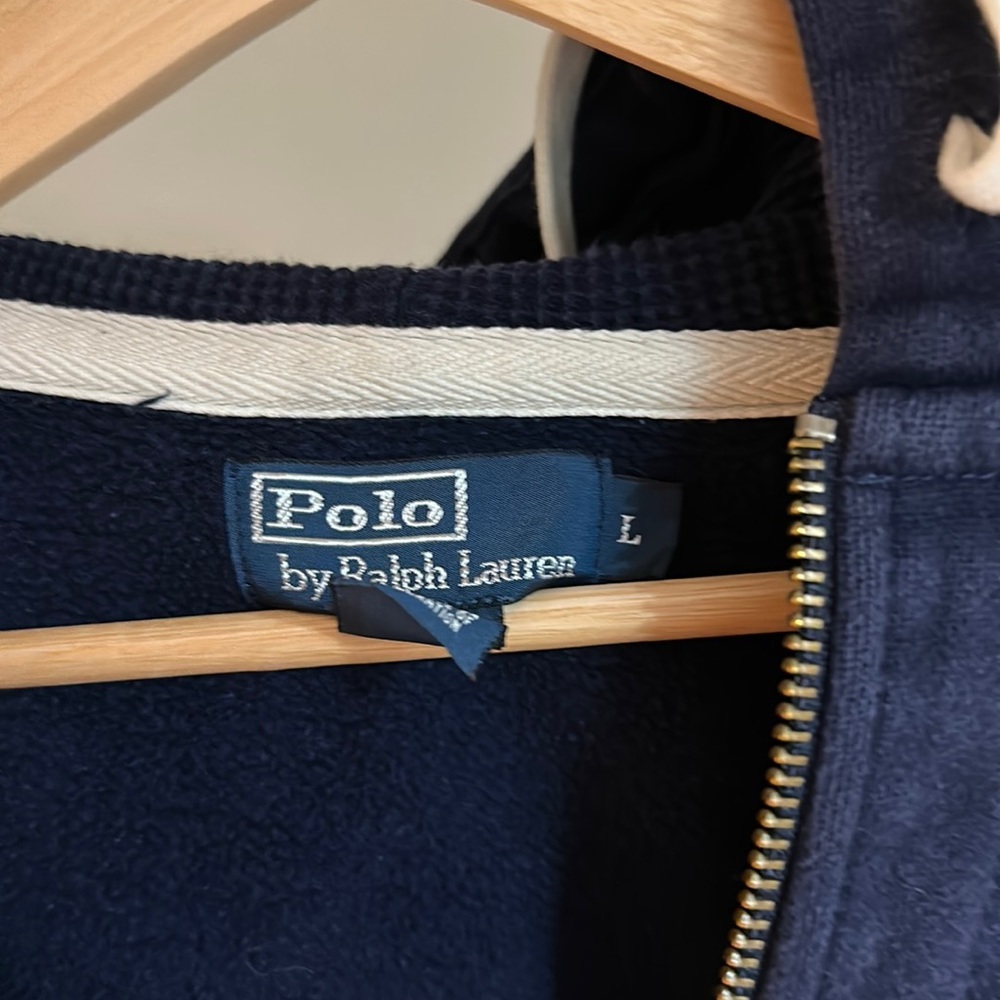 Navy blue polo zip up hoodie